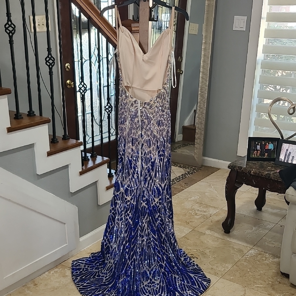 Jovani Silver and Purple Sequin Prom Dress - Picture 8 of 15